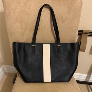 Kate Spade Black and Cream Stripe Tote